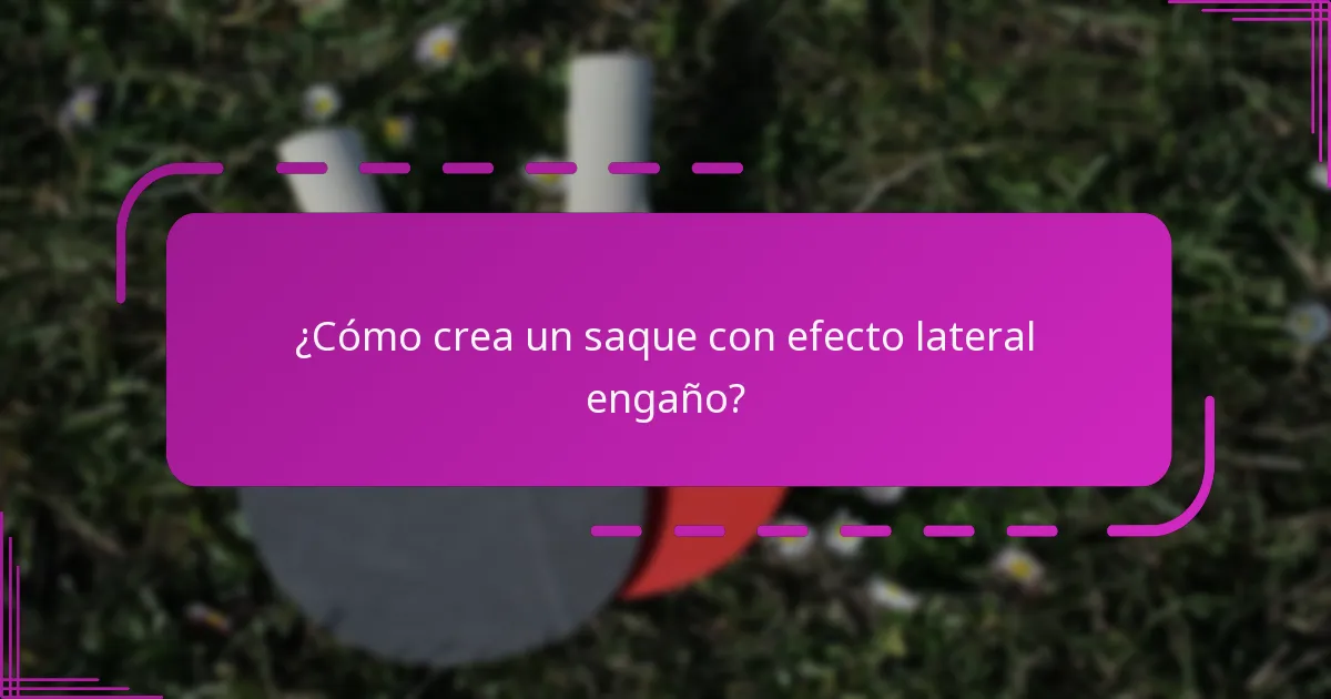 ¿Cómo crea un saque con efecto lateral engaño?