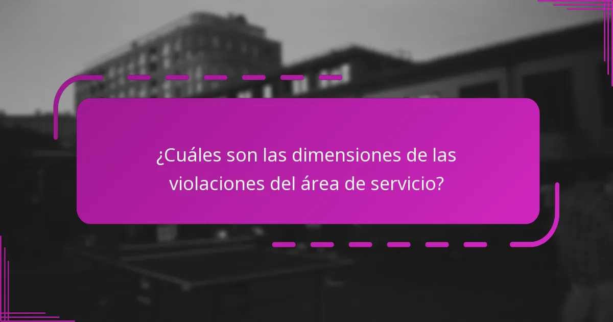 ¿Cuáles son las dimensiones de las violaciones del área de servicio?